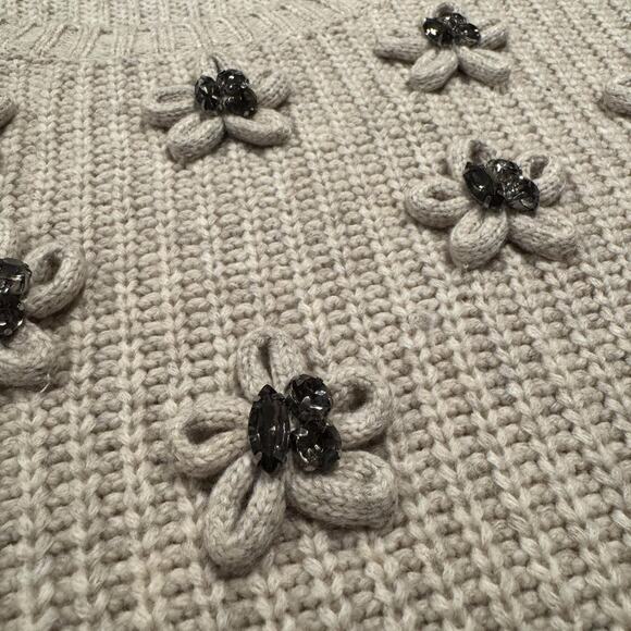 Tommy Bahama Sweater Boho Cottage Minimalist Embellished Floral Wool Blend Small - Picture 4 of 6